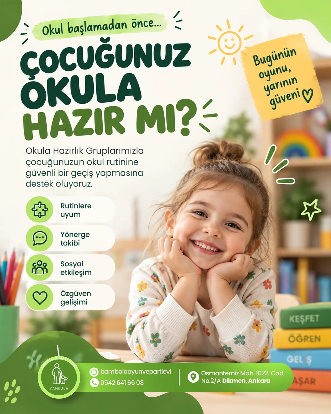 Bambola okula hazırlık grubu için kurumsal sosyal medya tasarımı
