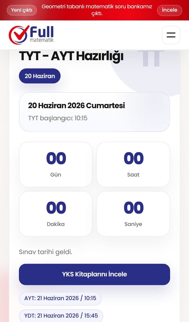 Full Matematik yayın vitrininin mobil ekran görüntüsü