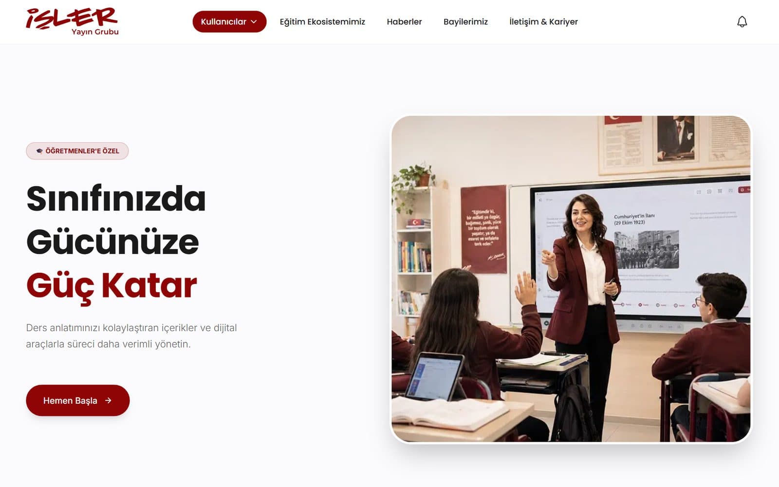 İşler Yayın Grubu öğretmen sayfası web tasarımı