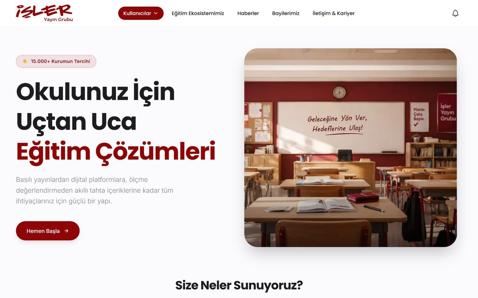 İşler Yayın Grubu kurum sayfası eğitim çözümleri tasarımı