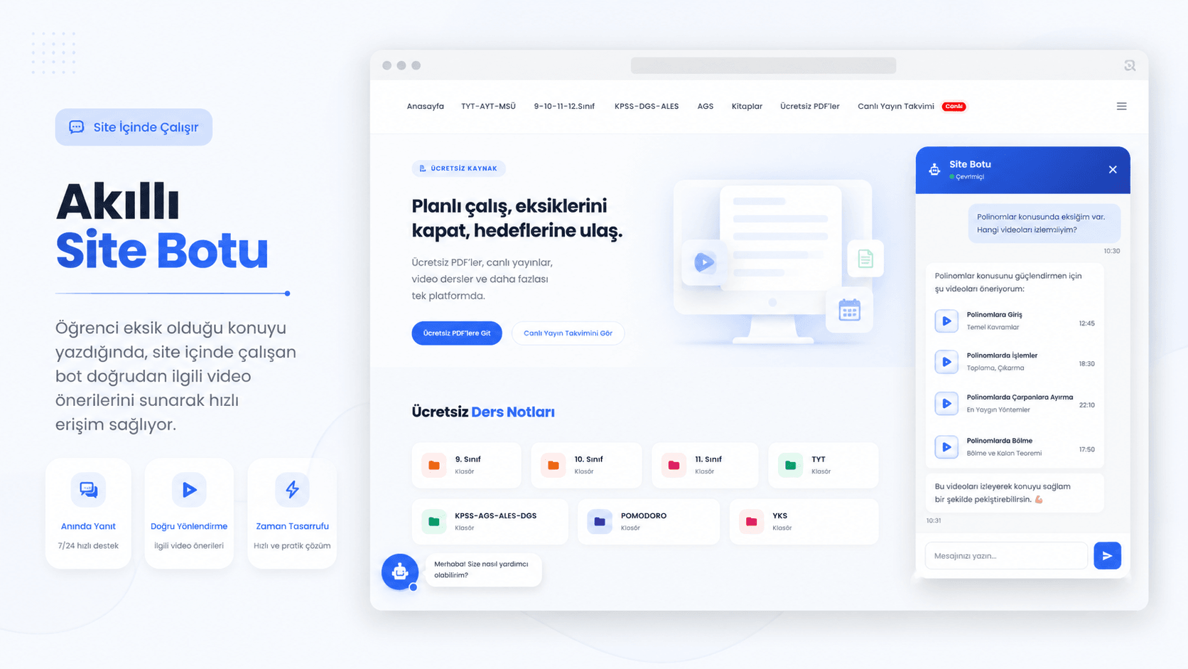 İlyas Güneş web sitesi akıllı site botu arayüzü