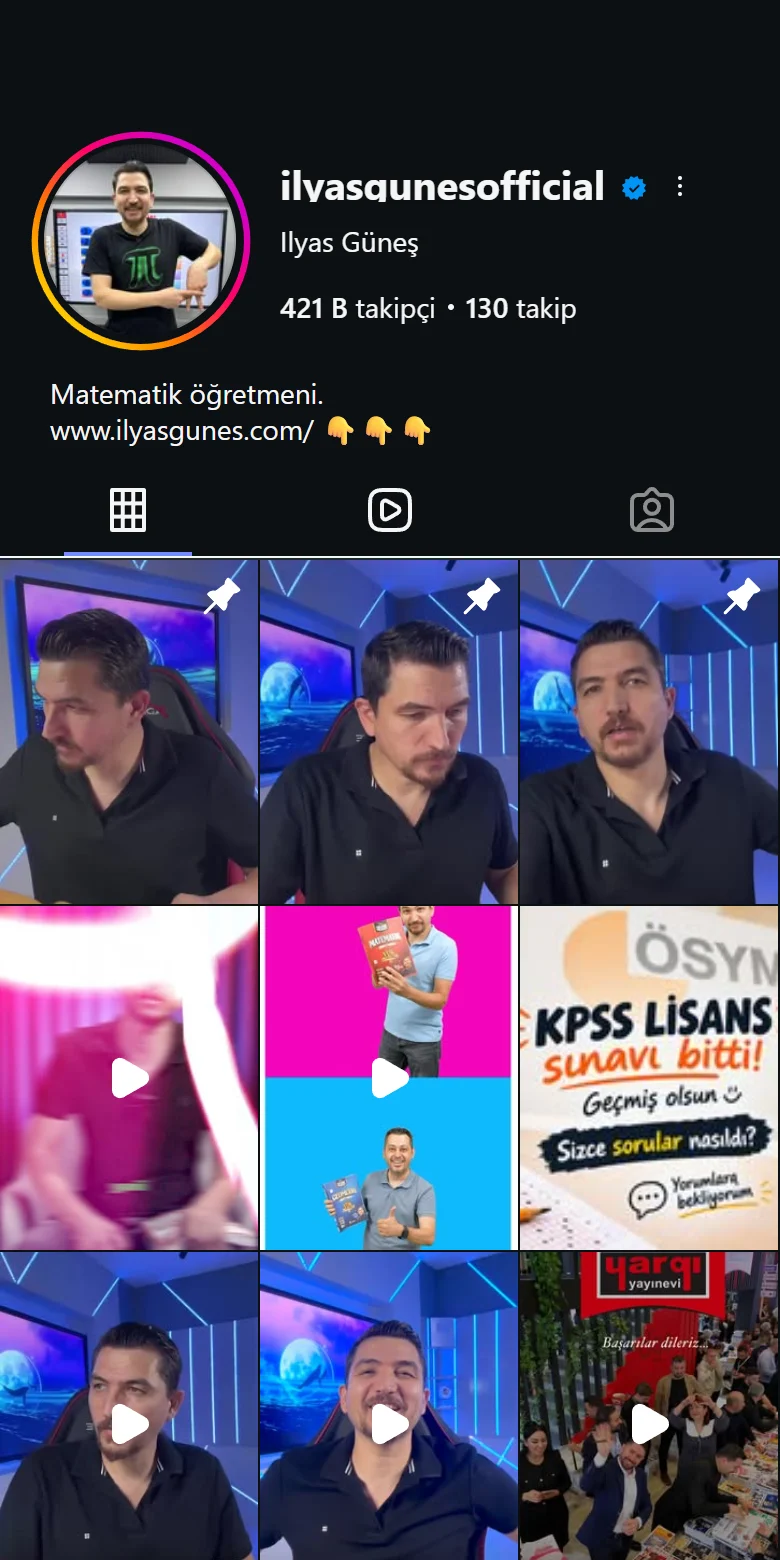 İlyas Güneş instagram ekranı, @ilyasgunesofficial