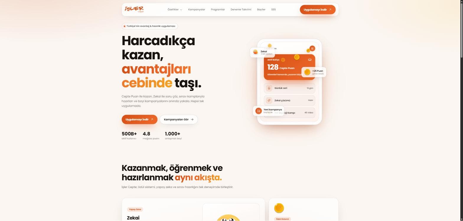 İşler Cepte ekranı