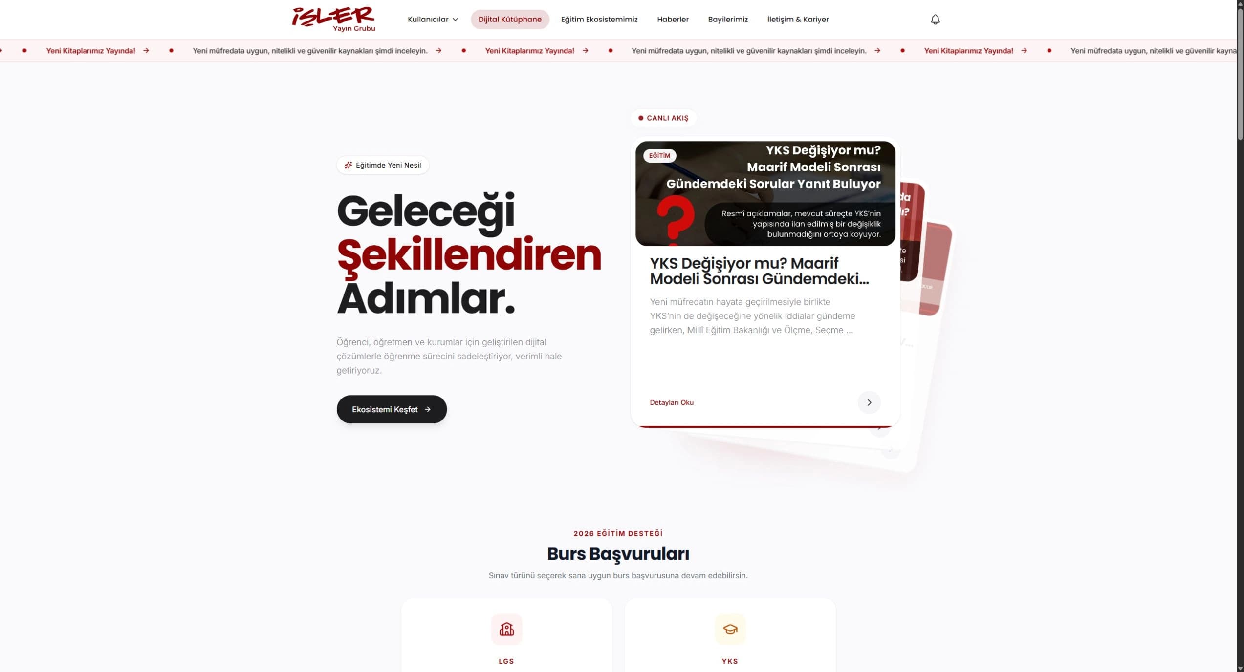 İşler Yayın Grubu için hazırladığımız web sitesinin ekran görüntüsü